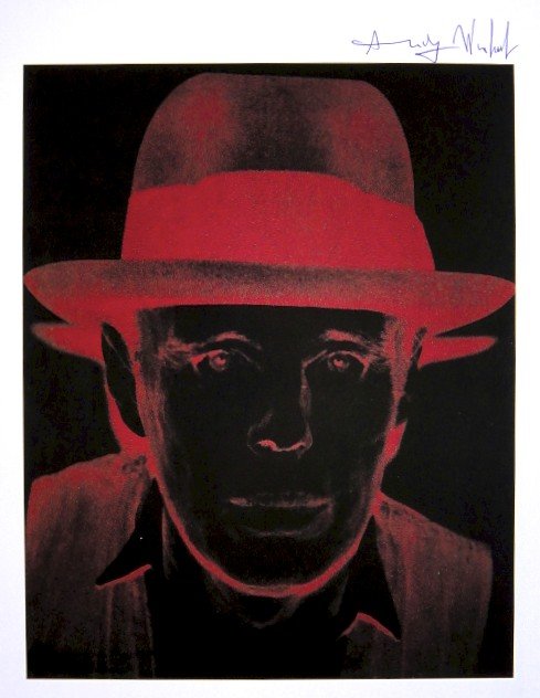 Andy Warhol, signed Print, Portrait Joseph Beuys, 1986: Andy WARHOL, "Portrait Joseph Beuys" signed Print. From a signed VIP book from 1986. Hand signed by Andy Warhol in black pen. Size: 9.06 x 6.69 inches (23 x 17 cm), printed on the back.