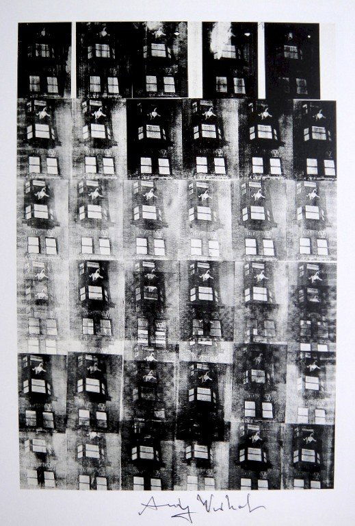 Andy Warhol, signed Print, Suicide, 1986: Andy WARHOL, "Suicide" signed Print. From a signed VIP book from 1986. Hand signed by Andy Warhol in black pen. Size: 10.63 x 7.09 inches (27 x 18 cm), printed on the back.