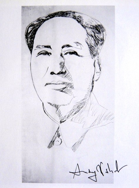 Andy Warhol, signed Print, Mao, 1986: Andy WARHOL, "Mao" signed Print. From a signed VIP book from 1986. Hand signed by Andy Warhol in black pen. Size: 8.27 x 5.91 inches (21 x 15 cm), printed on the back.