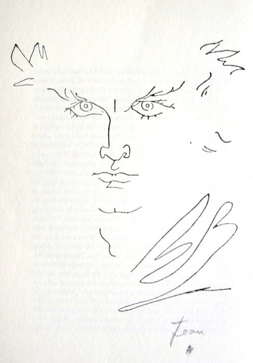 Jean COCTEAU, Signed Print 1958: Signed Print by Jean Cocteau. Hand signed by Cocteau in pencil. Published in the signed special editionin 1959. Size: 9.45 x 6.3 inches (24 x 16 cm), printed on the back.