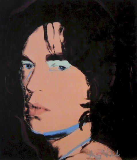 Andy Warhol, signed Print, Mick Jagger, 1986: Andy WARHOL, "Mick Jagger" signed Print. From a signed VIP book from 1986. Hand signed by Andy Warhol in silver pen. Size: 10.04 x 8.27 inches (25.5 x 21 cm), glossy paper.