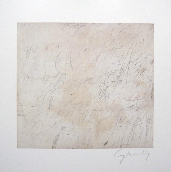 CY TWOMBLY, Special signed Print, 2002: Cy TWOMBLY, special signed Print, 2002. From a signed exhibition cataloge: Daros Exhibition 2002. Audible Silence: Cy Twombly at Daros. Hand signed by Cy Twombly in pencil. Size: 9.06 x 9.06 in (23 x 