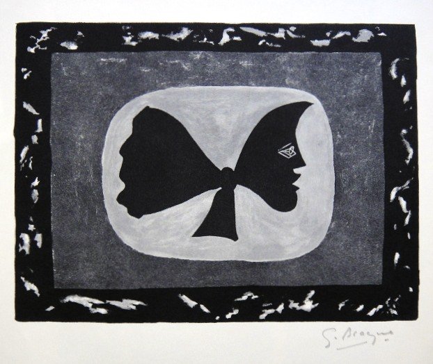 GEORGES BRAQUE, Signed Print, 1963: Georges BRAQUE, signed Print 1963. Hand signed by Braque in pencil. Signed VIP book edition of "Lithograph". Printed by Fernand Mourlot and AndrŽ Sauret, Union de Paris / 1963. Size: 8.66 x 9.84 in (