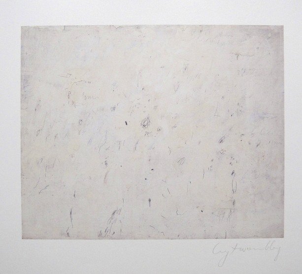 CY TWOMBLY, Special signed Print, 2002: Cy TWOMBLY, special signed Print, 2002. From a signed exhibition cataloge: Daros Exhibition 2002. Audible Silence: Cy Twombly at Daros. Hand signed by Cy Twombly in pencil. Size: 9.06 x 9.06 in (23 x 
