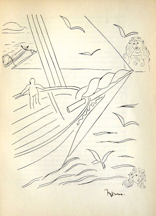 Henri MATISSE, hand signed Lithograph, 1944: Beautiful rare Lithograph by Henri Matisse. From a signed VIP book, published in 1944. Hand signed by Matisse in black ink. Editeur: P. A. Norstedl & Soner, Stockholm. Size: 9.45 x 6.5 inches (24 x 16