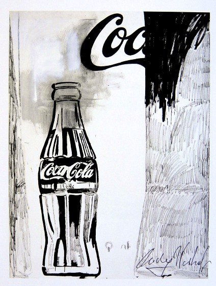 Andy Warhol, signed Print, Coca-Cola, 1986: Andy WARHOL, "Coca-Cola" signed Print. From a signed VIP book from 1986. Hand signed by Andy Warhol in black pen. Size: 8.27 x 6.3 inches (21 x 16 cm), printed on the back.