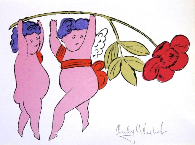 Andy WARHOL, signed offset Print, 1975: Andy Warhol, signed offset Print "In the Bottom of my Garden". From the series "Gold Book". Hand signed by Andy Warhol in black pen. 2nd Edition published in 1975. Size: 8.07 x 10.43 inches (20.5 x 26