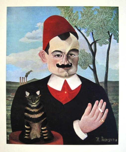 Henri ROUSSEAU, special Print Portrait de Pierre Loti: Beautiful Print " Portrait de Pierre Loti " by Henry Rousseau. From the special VIP book ÒLe Douanier" from Philippe Soupault. Signed in the plate. Print is glued on a base. Edition: D'Art Albert Ski