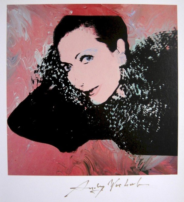 Andy Warhol, signed Print, Helene Rochas, 1986: Andy WARHOL, "Helene Rochas" signed Print. From a signed VIP book from 1986. Hand signed by Andy Warhol in silver pen. Size: 10.24 x 8.66 inches (26 x 22 cm).
