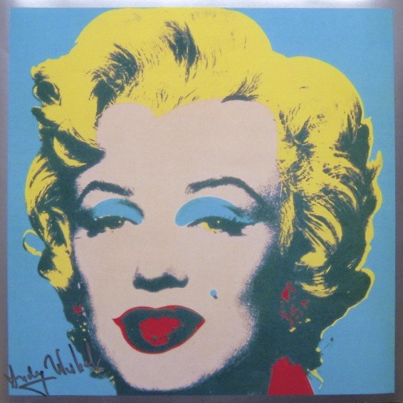ANDY WARHOL, Signed Print Marilyn Monroe, 1982: Andy WARHOL, "Marilyn Monroe", signed Print. From a signed VIP-catalog from 1982. Hand signed by Andy Warhol in silver pen. Size: 9 x 9 in (23 x 23 cm).