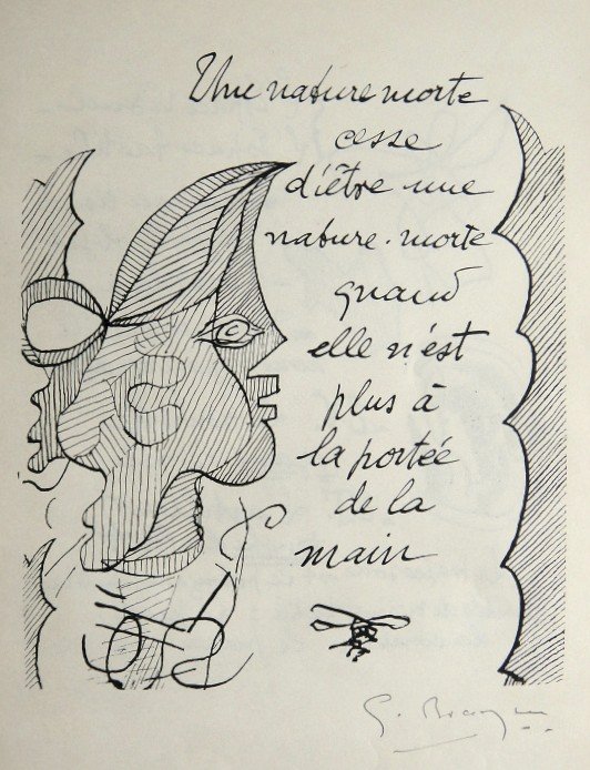 Georges Braque, original signed Lithograph, 1967: Original Lithograph by Georges Braque. Hand signed by Georges Braque in pencil. From a signed VIP book, published in 1967. Editeur: Galerie Maeght, Paris. Size: 12.2 x 8.66 inches (31 x 22 cm), page n
