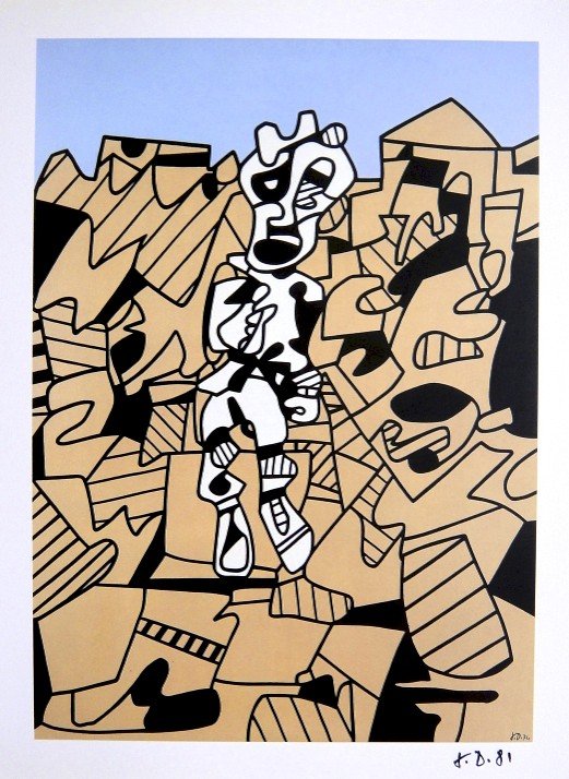 Jean Dubuffet, signed Print 1981: Signed Print by Jean DUBUFFET. From a signed VIP book, published in 1981. Hand signed by Dubuffet in black pen. Editeur: Fernand Mourlot, Paris. Size: 11.42 x 9.45 inches (29 x 24 cm), printed on the 