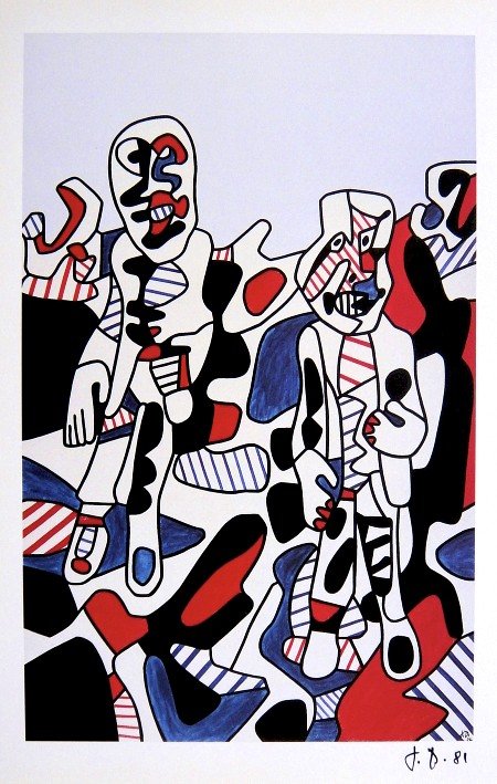 Jean Dubuffet, signed Print 1981: Signed Print by Jean DUBUFFET. From a signed VIP book, published in 1981. Hand signed by Dubuffet in black pen. Editeur: Fernand Mourlot, Paris. Size: 11.42 x 7.09 inches (29 x 18 cm), printed on the 