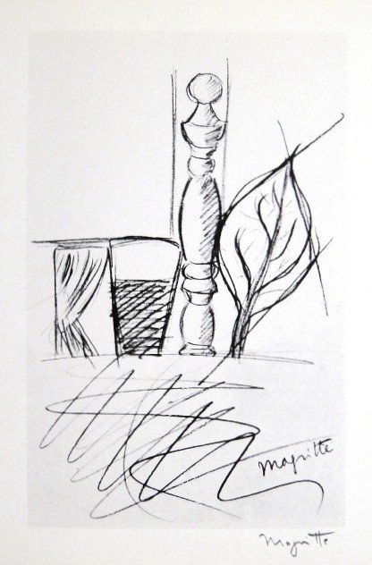 Rene Magritte, signed Lithograph 1963: Original lithograph by Rene Magritte. Hand signed by Rene Magritte in pencil. From a signed VIP book, published in 1963. Editeur: Fernand Mourlot, Paris. Size: 9.45 x 8.66 inches (24 x 22 cm).