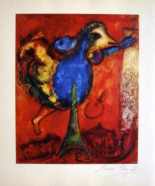 Marc CHAGALL, Heliolitho 1957: Marc CHAGALL, signed Heliolitho, 1957. Hand signed by Marc CHAGALL in pencil. From a signed VIP book, published in 1957. Editeur: Fernand Murlot, Paris, par Jacques Lassaigne. Size: 9.06 x 7.48 inches
