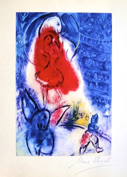 Marc CHAGALL, Heliolitho 1957: Marc CHAGALL, signed Heliolitho, 1957. Hand signed by Marc CHAGALL in pencil. From a signed VIP book, published in 1957. Editeur: Fernand Murlot, Paris, par Jacques Lassaigne. Size: 9.06 x 7.48 inches