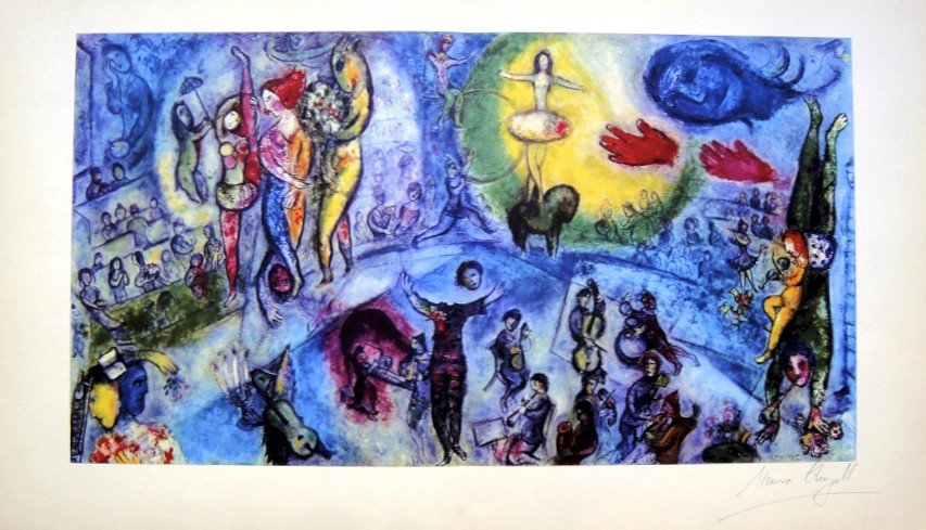 Marc CHAGALL, Heliolitho 1957: Marc CHAGALL, signed Heliolitho, 1957. Hand signed by Marc CHAGALL in pencil. From a signed VIP book, published in 1957. Editeur: Fernand Murlot, Paris, par Jacques Lassaigne. Size: 9.06 x 15.35 inche