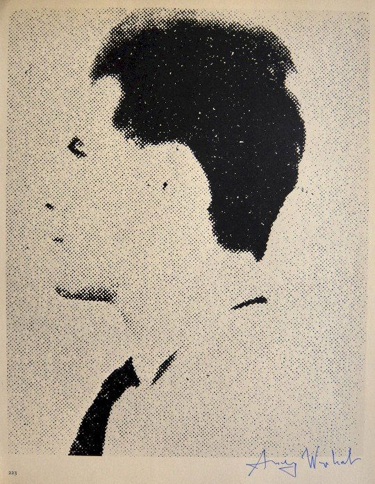 ANDY WARHOL, Signed Print "Most Wanted", 1966: Andy WARHOL, "Most Wanted Men No. 13, Joseph F." signed special Print. From a signed VIP book from 1966. Hand signed by Andy Warhol in blue pen. With page number and printed on the back. Size: 11.02 x