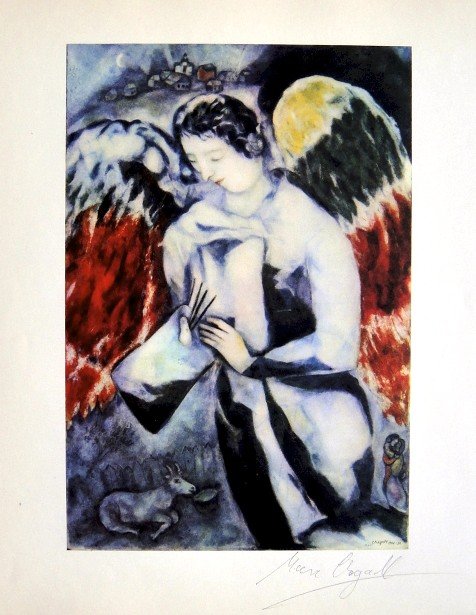 Marc CHAGALL, Heliolitho 1957: Marc CHAGALL, signed Heliolitho, 1957. Hand signed by Marc CHAGALL in pencil. From a signed VIP book, published in 1957. Editeur: Fernand Murlot, Paris, par Jacques Lassaigne. Size: 9.06 x 7.48 inches