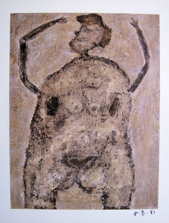 Jean Dubuffet, signed Print 1981: Signed Print by Jean DUBUFFET. From a signed VIP book, published in 1981. Hand signed by Dubuffet in black pen. Editeur: Fernand Mourlot, Paris. Size: 11.81 x 9.45 inches (30 x 24 cm), printed on the 