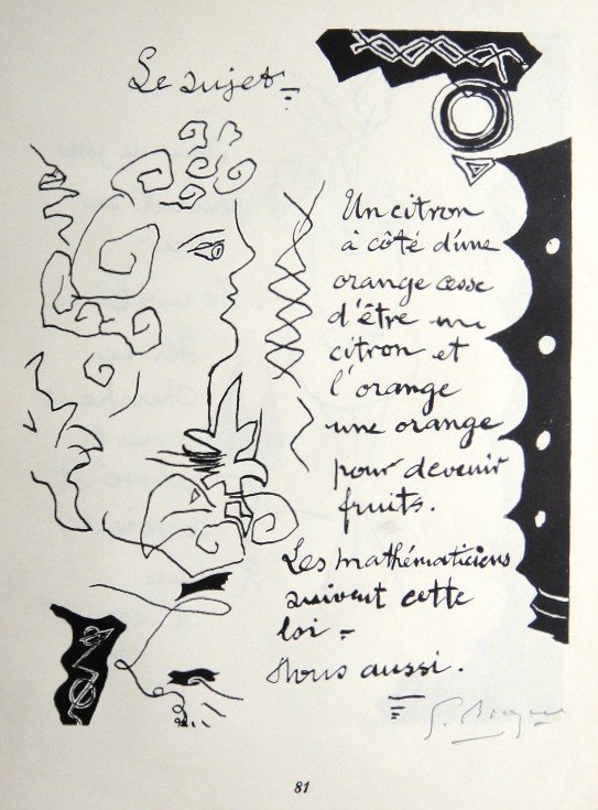 Georges Braque, original signed Lithograph, 1967: Original Lithograph by Georges Braque. Hand signed by Georges Braque in pencil. From a signed VIP book, published in 1967. Editeur: Galerie Maeght, Paris. Size: 12.2 x 8.66 inches (31 x 22 cm), page n