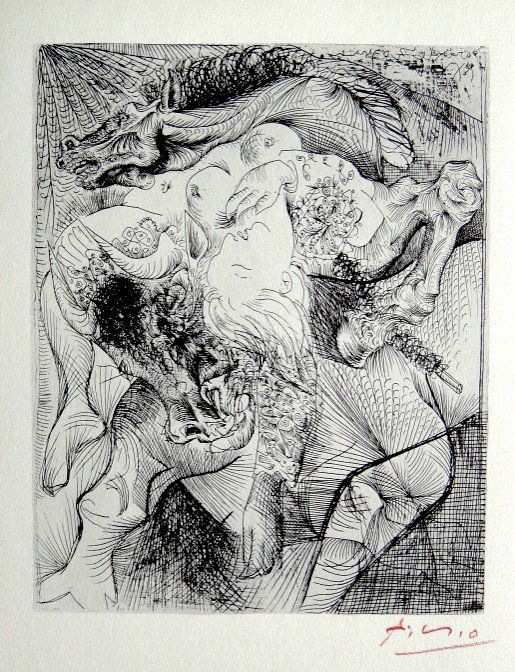 Pablo PICASSO "Suite Vollard" Lithograph 1952: Picasso Lithograph form the Suite Vollard "Femme Torero II" (Bloch 220). Hand signed in red pencil by Pablo Picasso, Edition from 1952. Size: 8.2 x 11 in (20 x 27 cm).