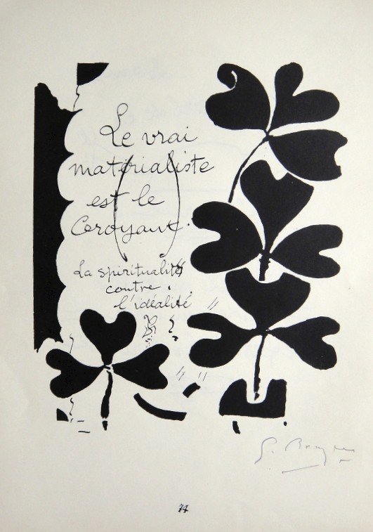 Georges Braque, original signed Lithograph, 1957: Original Lithograph by Georges Braque. Hand signed by Georges Braque in pencil. From a signed VIP book, published in 1957. Editeur: Galerie Maeght, Paris. Size: 12.2 x 8.66 inches (31 x 22 cm), page n