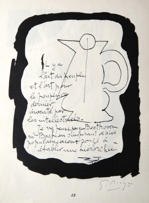 Georges Braque, original signed Lithograph, 1957: Original Lithograph by Georges Braque. Hand signed by Georges Braque in pencil. From a signed VIP book, published in 1957. Editeur: Galerie Maeght, Paris. Size: 12.2 x 8.66 inches (31 x 22 cm), page n