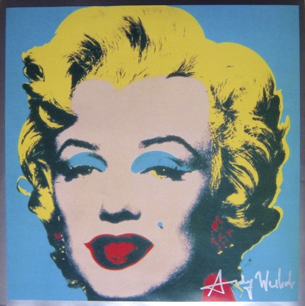 ANDY WARHOL, Signed Print Marilyn Monroe, 1982: Andy WARHOL, "Marilyn Monroe", signed Print. From a signed VIP-catalog from 1982. Hand signed by Andy Warhol in silver pen. Size: 9 x 9 in (23 x 23 cm).