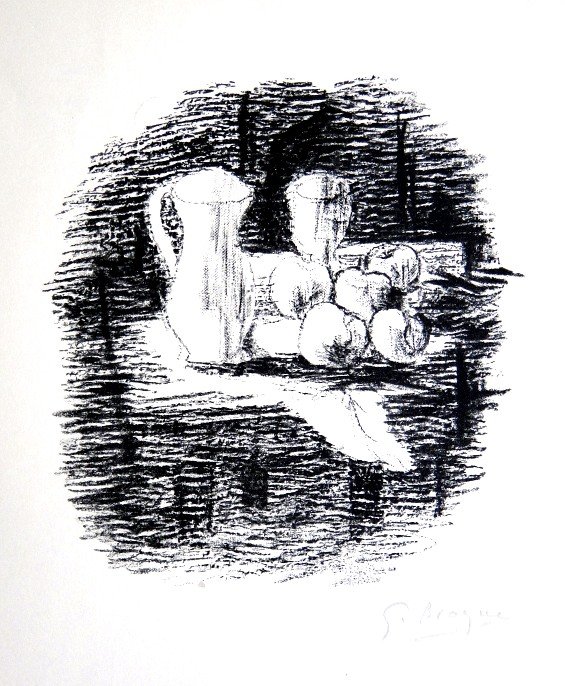 GEORGES BRAQUE, Signed Print, 1963: Georges BRAQUE, signed Print 1963. Hand signed by Braque in pencil. Signed VIP book edition of "Lithograph". Printed by Fernand Mourlot and AndrŽ Sauret, Union de Paris / 1963. Size: 9.06 x 7.87 in (