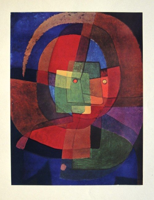 Paul KLEE, special Print Dynamisme d'une Tete: Beautiful Print " Dynamisme d'une Tete " by Paul Klee. From a special VIP book. Print is glued on a base. Edition: D'Art Albert Skira, Geneve. Size Print: 10.63 x 8.07 in (27 x 20.5 cm); Base: 14.96 x