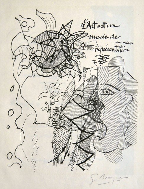 Georges Braque, original signed Lithograph, 1957: Original Lithograph by Georges Braque. Hand signed by Georges Braque in pencil. From a signed VIP book, published in 1957. Editeur: Galerie Maeght, Paris. Size: 12.2 x 8.66 inches (31 x 22 cm), page n