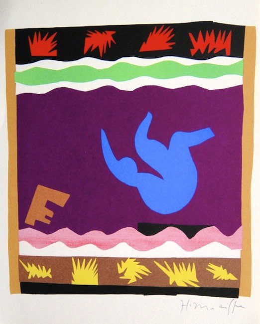 Henri Matisse, signed Lithograph "Jazz", 1951: Henri Matisse, signed lithograph from the VIP folder "Jazz". Hand signed by Matisse in pencil. 2. Edition, published in 1951. Size: 11.02 x 8.27 inches (28 x 21 cm).