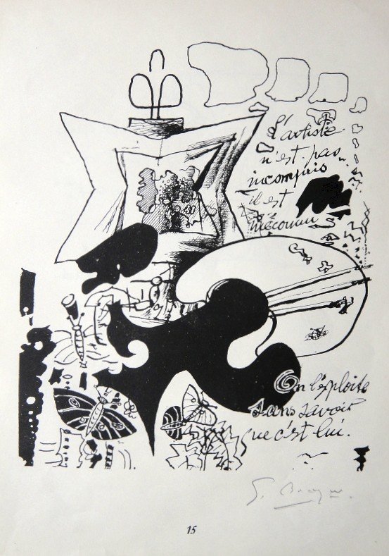 Georges Braque, original signed Lithograph, 1957: Original Lithograph by Georges Braque. Hand signed by Georges Braque in pencil. From a signed VIP book, published in 1957. Editeur: Galerie Maeght, Paris. Size: 12.2 x 8.66 inches (31 x 22 cm), page n