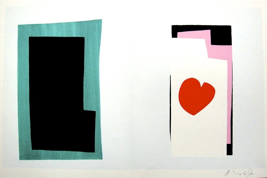 Henri Matisse, signed Lithograph "Jazz", 1951: Henri Matisse, signed lithograph from the VIP folder "Jazz". Hand signed by Matisse in pencil. 2. Edition, published in 1951. Size: 11.02 x 16.34 inches (28 x 41.5 cm), with book fold.