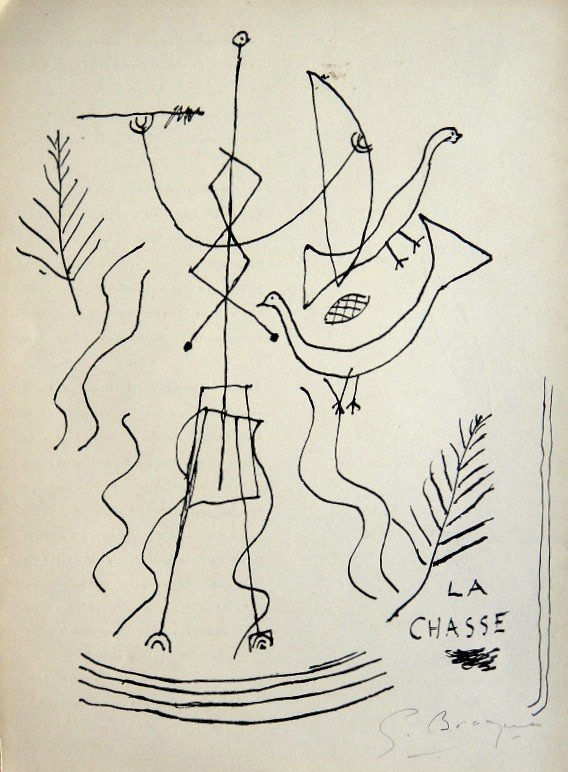 Georges Braque, original signed Lithograph, 1957: Original Lithograph by Georges Braque. Hand signed by Georges Braque in pencil. From a signed VIP book, published in 1957. Editeur: Galerie Maeght, Paris. Size: 12.6 x 9.06 inches (32 x 23 cm), printe
