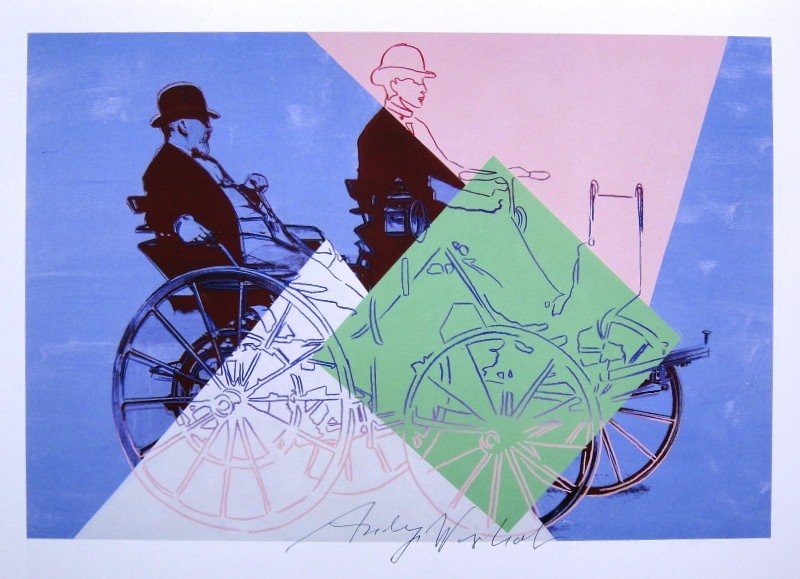 Andy Warhol, signed Print, Cars, 1986: Andy WARHOL, "Cars" signed Print. From a signed VIP book from 1986. Hand signed by Andy Warhol in black pen. Size: 7.48 x 10.24 in (19 x 26 cm), printed on the back.