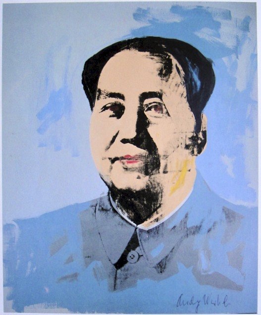 Andy Warhol, signed special Print, 1976: Andy WARHOL, "Mao" signed special Print. From a signed VIP book from 1976. Hand signed by Andy Warhol in black pen. Size: 9.06 x 7.48 inches (23 x 19 cm), printed on the back.