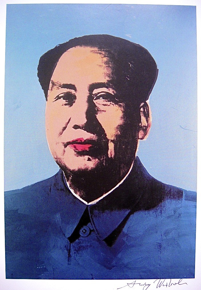Andy Warhol, signed Print, "Mao Zedong" , 1986: Andy WARHOL, "Mao Zedong" signed Print. From a signed VIP book from 1986. Hand signed by Andy Warhol in black pen. Size:11.81x 9.44 in (30 x 24 cm), printed on the back.