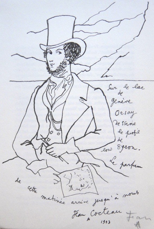 Jean COCTEAU, Signed Print 1958: Signed Print by Jean Cocteau. Hand signed by Cocteau in pencil. Published in the signed special editionin 1959. Size: 9.45 x 6.3 inches (24 x 16 cm), printed on the back.