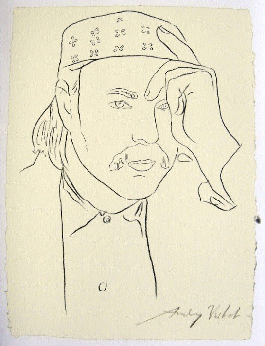 Andy Warhol, signed Print, Bruce Weber, 1986: Andy WARHOL, "Bruce Weber" signed special Print. From a signed VIP book "Sketches" from 1976. Hand signed by Andy Warhol in brown pencil. Size: 11.81 x 9.06 inches (30 x 23 cm), printed on the back.