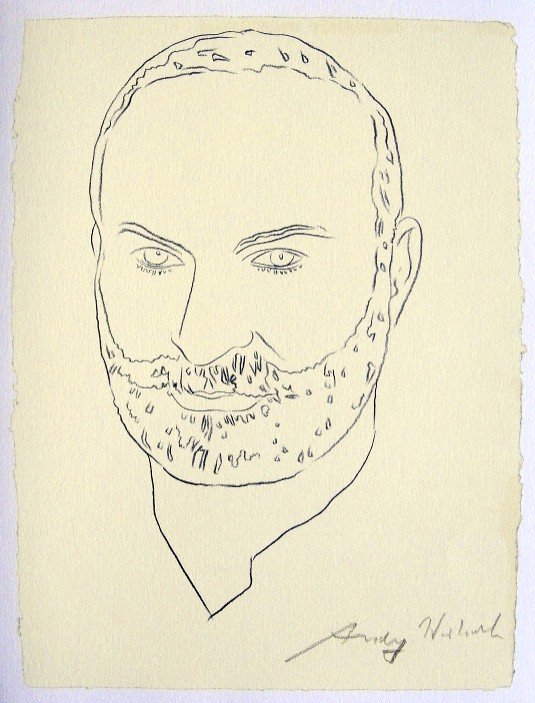 Andy Warhol, signed Print, Arman, 1976: Andy WARHOL, "Arman" signed special Print. From a signed VIP book "Sketches" from 1976. Hand signed by Andy Warhol in brown pencil. Size: 11.81 x 9.06 inches (30 x 23 cm), printed on the back.