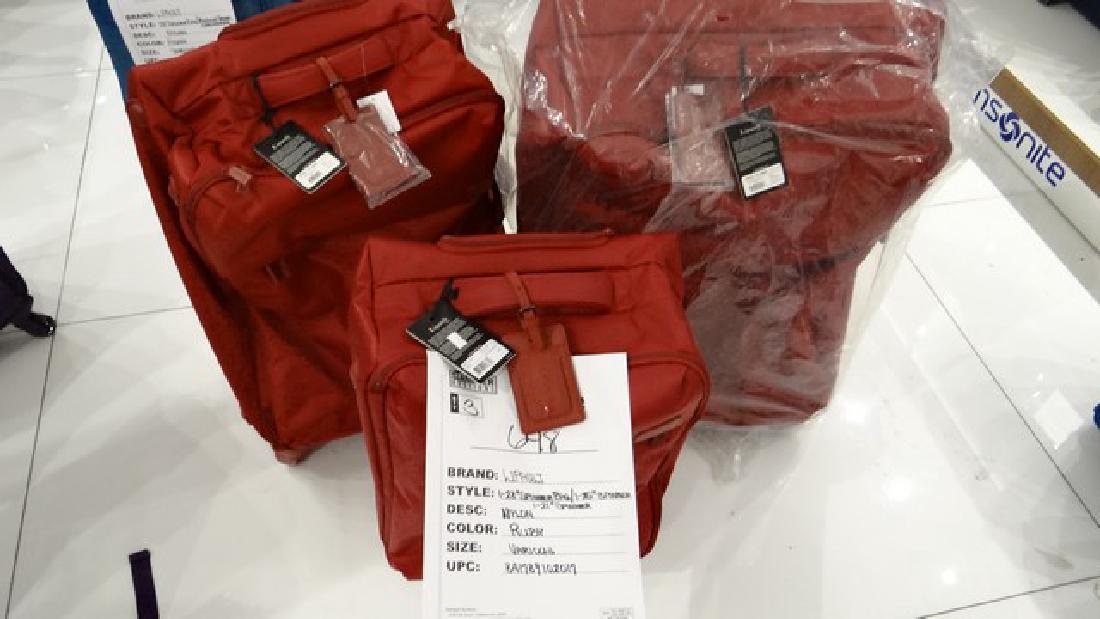 3 LIPAULT SUITCASES - NYLON - SPINNER - RUBY RED - (1 of 1)
