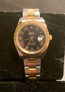 ROLEX DATEJUST II GENTS / UNISEX WATCH - 41mm /: ROLEX DATEJUST II GENTS / UNISEX WATCH - 41mm / AUTOMATIC / STEEL & GOLD TWO TONE BAND - BLACK DIAL - REF No. 116333 - SERIAL No. 81RW76 (PRE-OWNED - NO BOX / NO PAPERS)