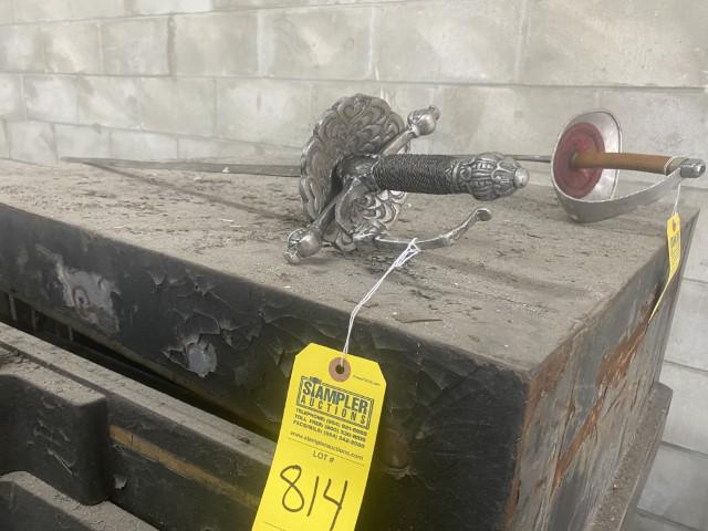 METAL SWORD - ENGRAVED HAND GUARD & HANDLE (1 of 2)