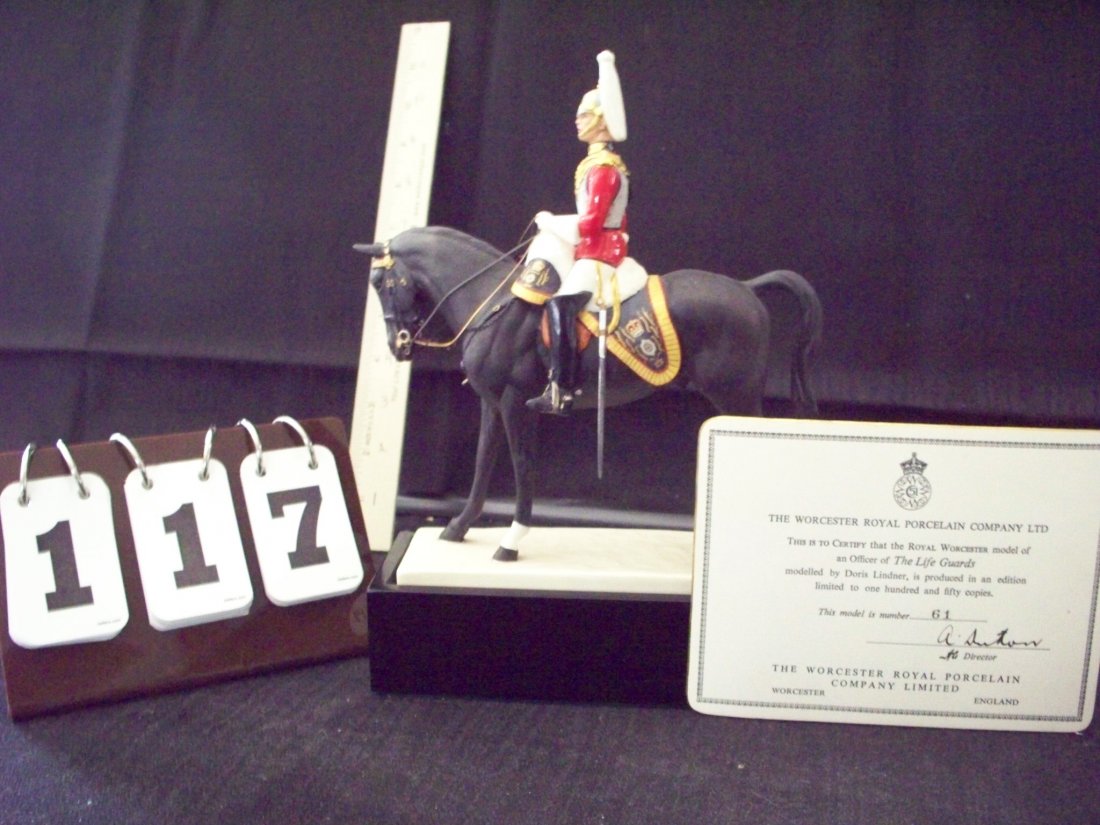 ROYAL WORCESTER 65343 4210 #61 THE LIFE GUARDS DORIS LI: ROYAL WORCESTER 65343 4210 #61 THE LIFE GUARDS DORIS LINDNER WITH CERTIFICATE - 8''x10''