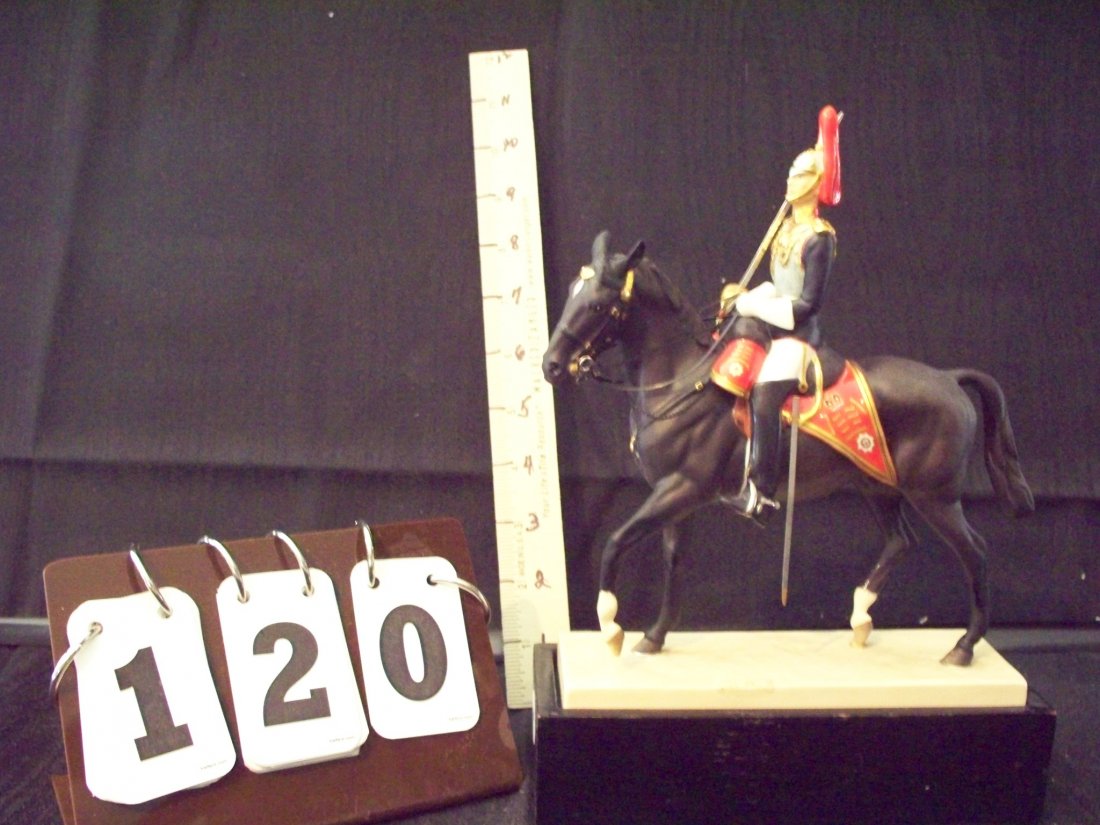 ROYAL WORCESTER 165 ROYAL HORSE GUARDS THE BLUES DORIS : ROYAL WORCESTER 165 ROYAL HORSE GUARDS THE BLUES DORIS LINDNER - 7''x10'' (REPAIRED IN MULTIPLE PLACES)