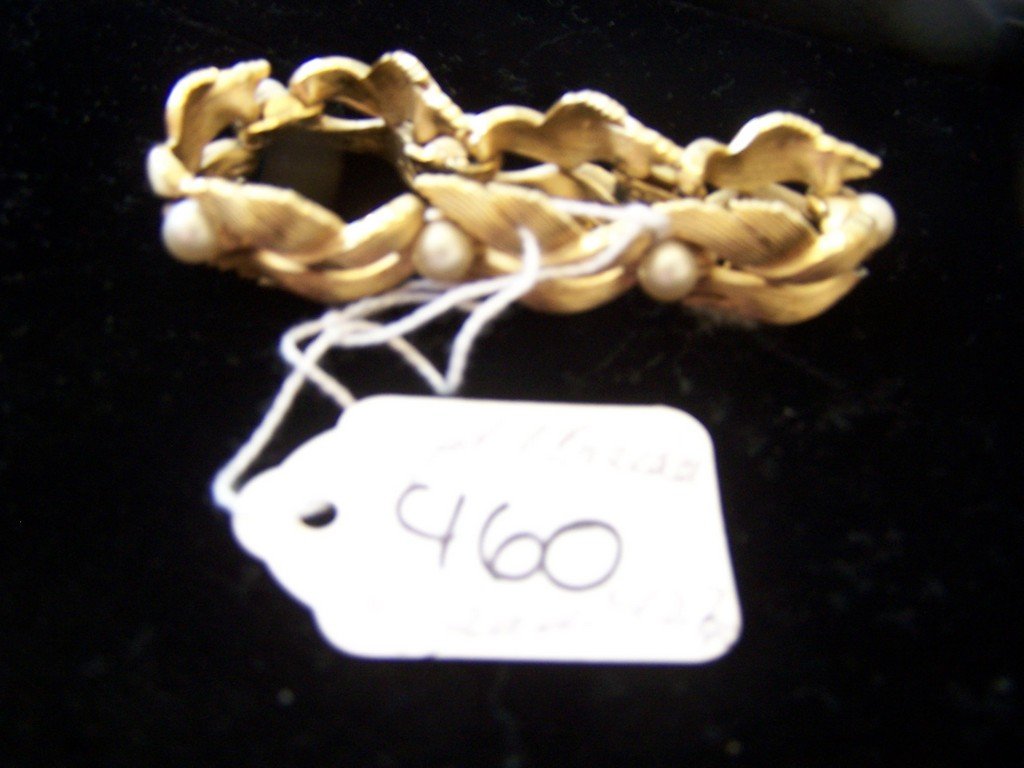 BRACELET - GOLD - PEARLS - ''TRIFARI'' - 42.7G: BRACELET - GOLD - PEARLS - ''TRIFARI'' - 42.7G