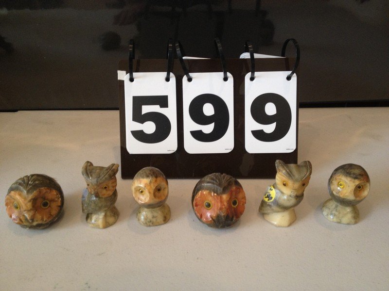 LOT OF 6 ALABASTER FIGURINES - NAPCO OWLS - MADE IN: LOT OF 6 ALABASTER FIGURINES - NAPCO OWLS - MADE IN ITALY - 2.5''-3'' TALL