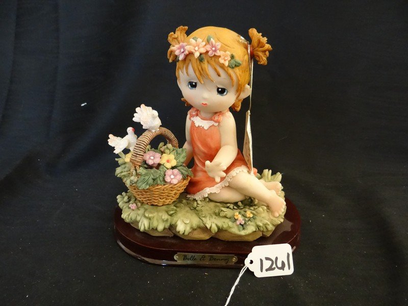 GIOVANNI GIFTWARE COLLECTION - BELLE AND BENNY / GIRL: GIOVANNI GIFTWARE COLLECTION - BELLE AND BENNY / GIRL WITH BASKET - 100% HANDMADE - 9''x8''x5''